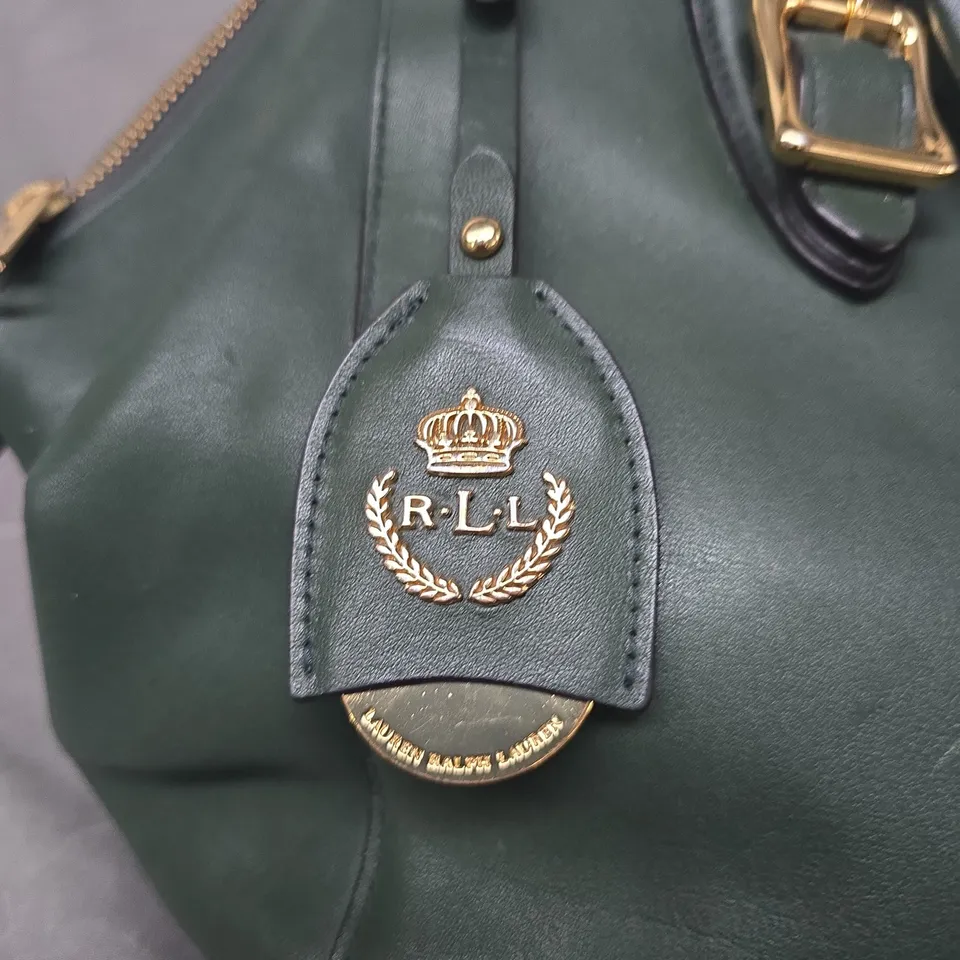 LAUREN RALPH LAUREN GREEN LEATHER HANDBAG – GOLD HARDWARE