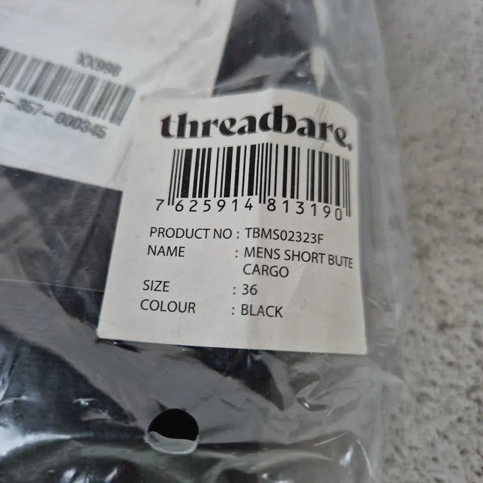 THREADBARE MEN'S CARGO SHORTS – BLACK, UK 36