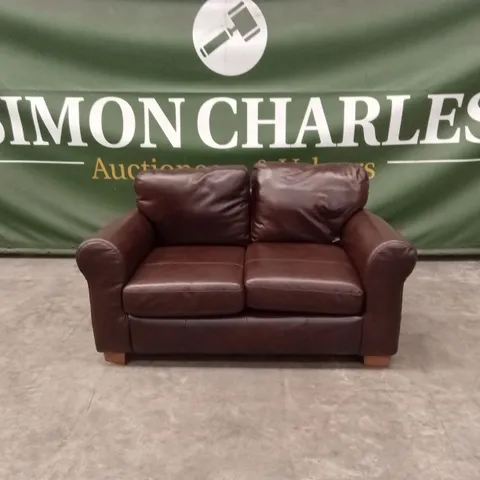 BAILEY 2 SEATER LEATHER SOFA - CHOCOLATE