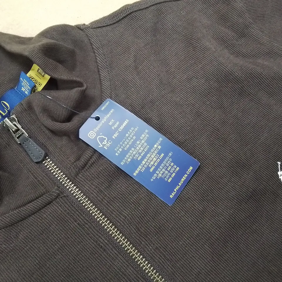 POLO RALPH LAUREN HALF ZIP IN BROWN - XL