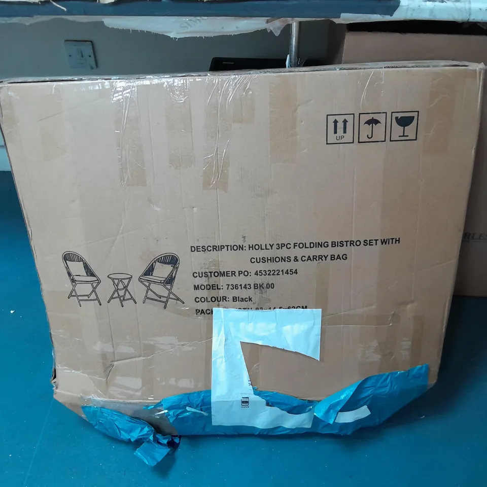 INNOVATORS COLLAPSIBLE 3 PIECE HOLLY BISTRO SET - BLACK