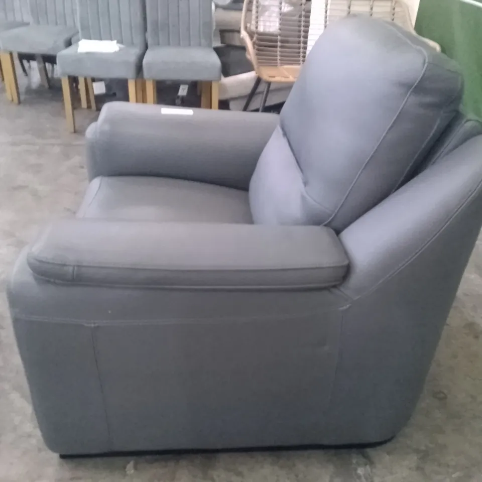 QUALITY ITALIAN DESIGNER AVOLA NEW ARMCHAIR - DARK GREY LEATHER