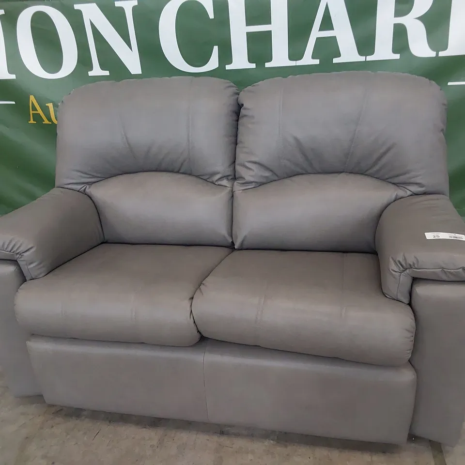 QUALITY BRITISH DESIGNER G PLAN CHLOE TWO SEATER SOFA DALLAS CHARCOAL LEATHER