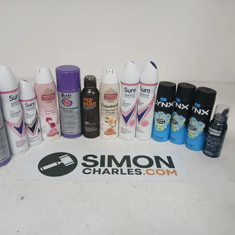 APROXIMATELY 20 ASSORTED AEROSOL SPRAYS TO INCLUDE; ASSORTED HEALTH & BEAUTY AEROSOL SPRAYS & AFTERCARE LOT