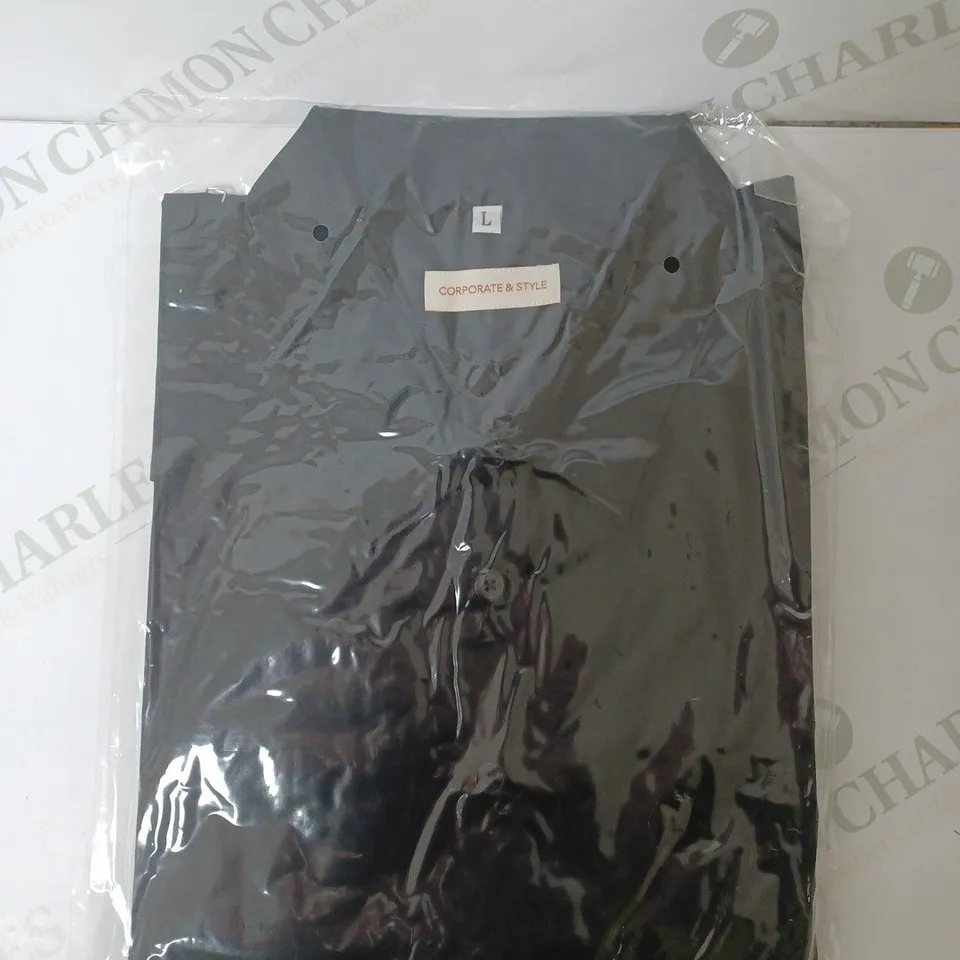 SEALED SET OF 16 BRAND NEW CORPORATIVE STYLE BLACK WOMENS SHIRT & WOMENS LEX SHIRT WITH ROLL UP SLEEVES - LARGE