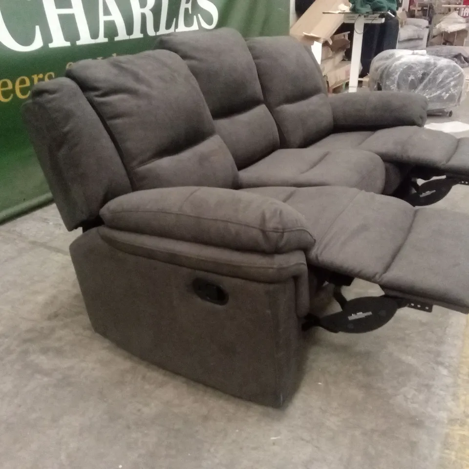 ALBION CHENILLE 3 SEATER HIGH BACK MANUAL RECLINER SOFA - CHARCOAL RRP £679