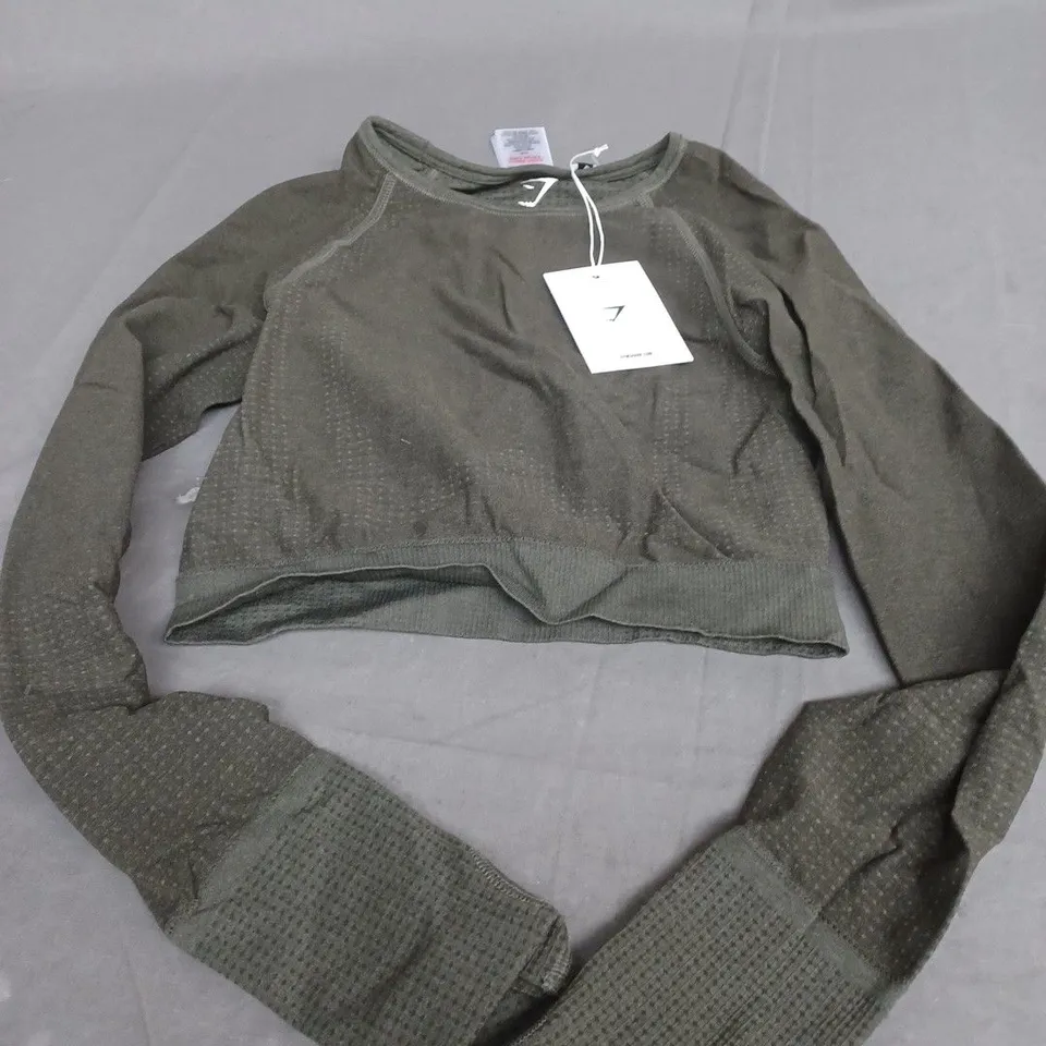 GYMSHARK VITAL SEAMLESS 2.0 CROP IN GREEN  - SIZE SMALL