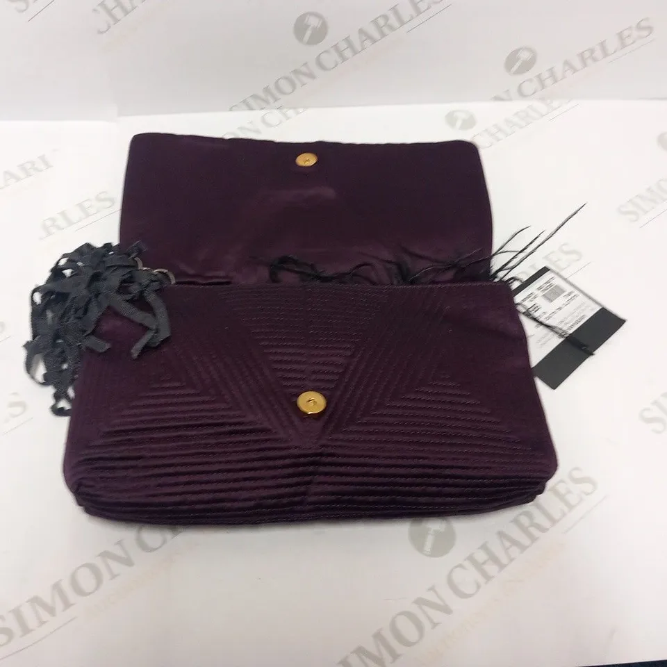 LANVIN PARIS OULOULETTE IN QUILTED SATIN WITH FEATHERS PURPLE