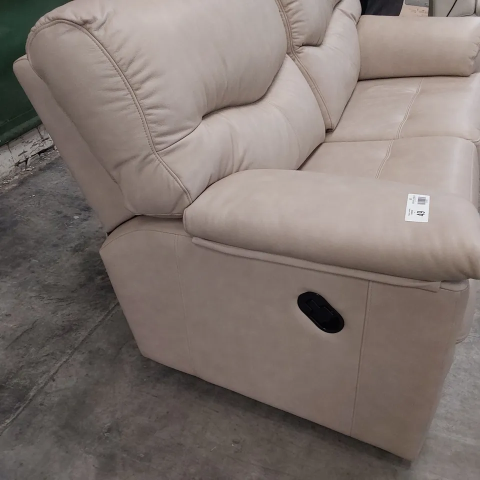 QUALITY BRITISH DESIGNER G PLAN STRATFORD MANUAL RECLINING TWO SEATER SOFA REGENT PLASTER LEATHER 