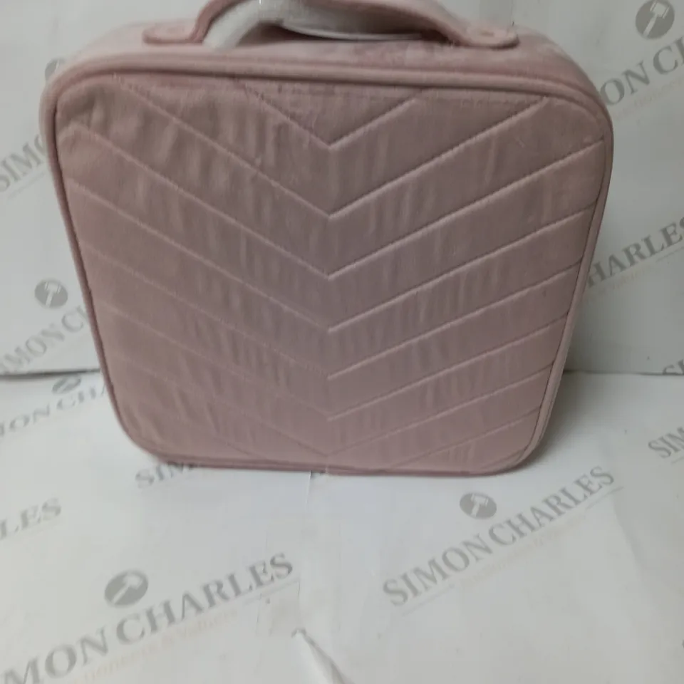 boxed pink vanity case with adjustable compartment's   