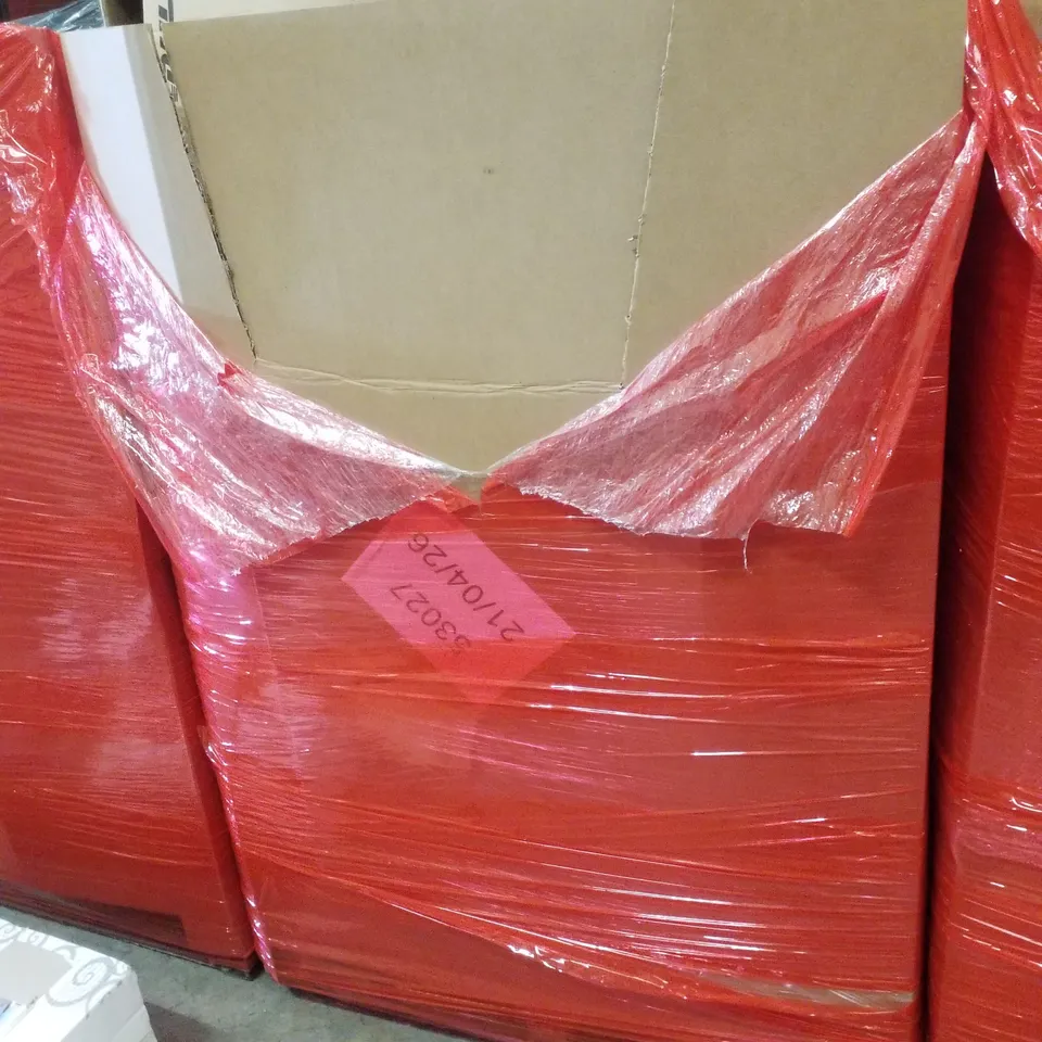 PALLET CONTAINING ASSORTED PRODUCTS INCLUDING RACING WHEELS WITH PEDALS, 24" MONITOR, WALL CLOCK & FACE AND HAIR STEAMER