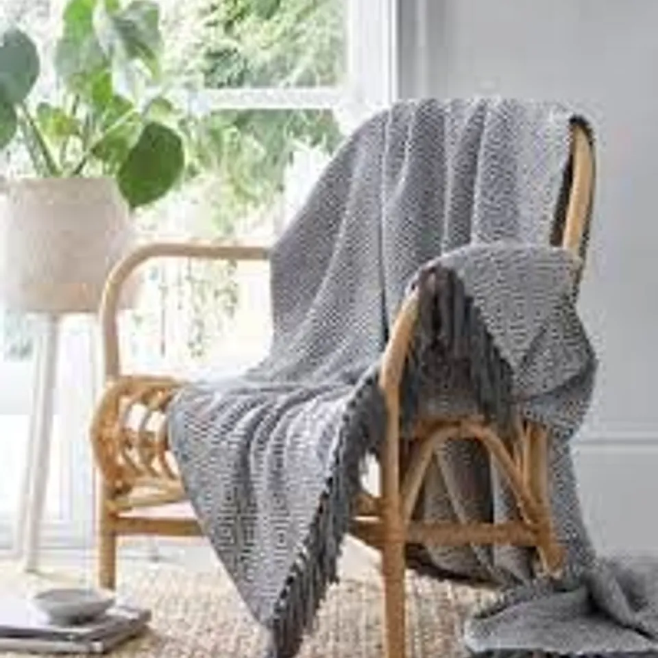 ASCOT CHARCOAL 180X250CM COTTON THROW 