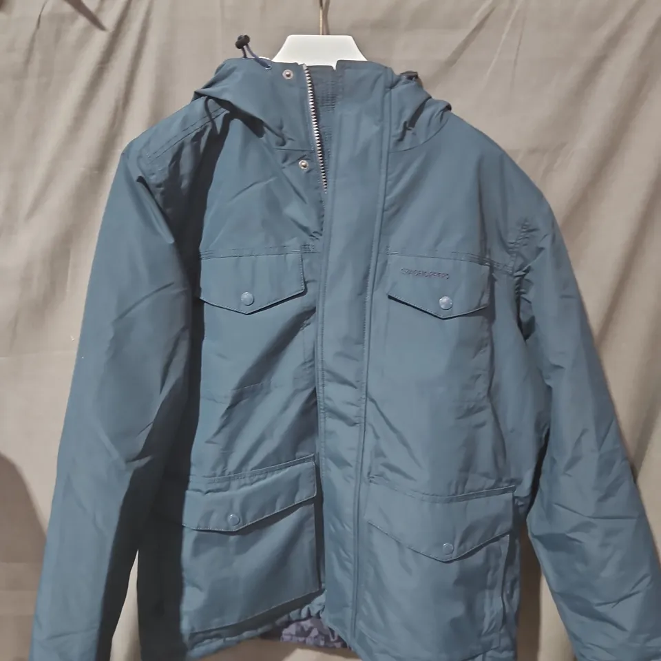 CRAGHOPPERS AQUADRY MEMBRANE TEAL MEN'S WATERPROOF JACKET WITH HOOD SIZE L