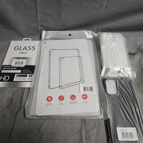 BOX OF ASSORTED PHONE AND TABLET ITEMS TO INCLUDE PHONE CASES, TABLET CASES AND SCREEN PROTECTORS