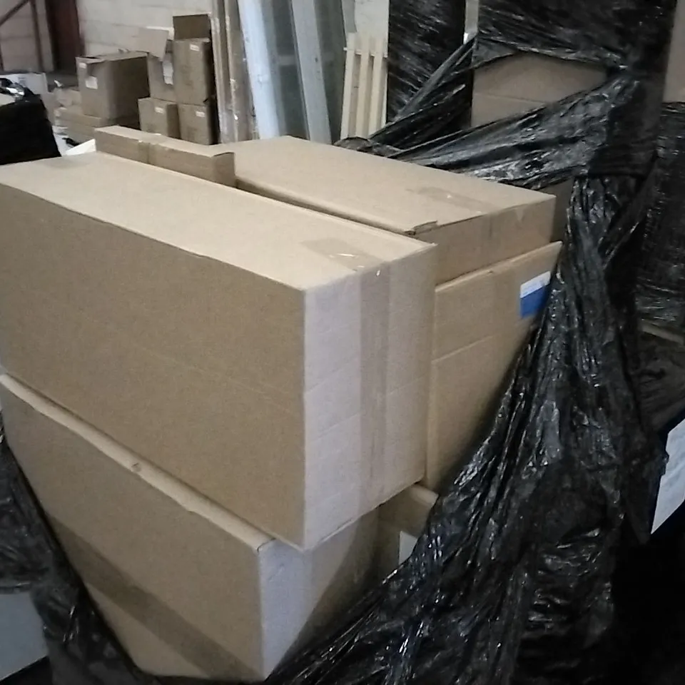 PALLET OF APPROX 19 ASSORTED BATHROOM FURNITURE TO INCLUDE 2 DRAWER PACK, INFILL PANELS, BASIN DOORS AND PLINTH