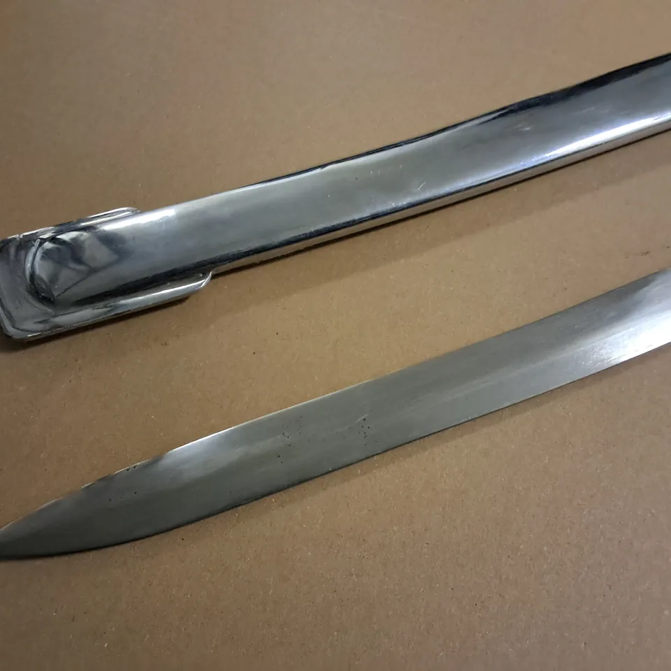 DECORATIVE 40" SWORD WITH WOODEN HANDLE AND METAL SCABBARD 