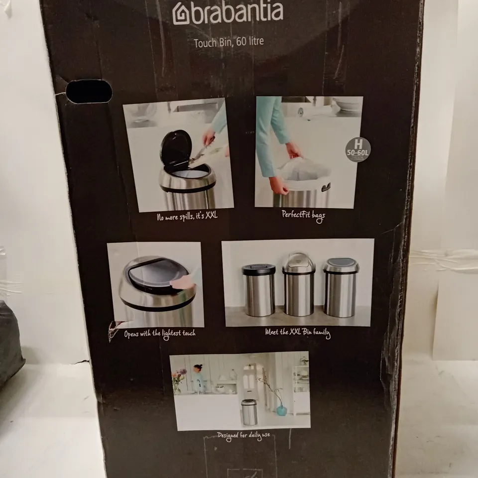 BRABANTIA TOUCH BIN 60 LITRE – STAINLESS STEEL (BOXED)