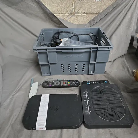 APPROXIMATELY 8 ITEMS OF ELECTRICL GOODS INLUDING SKY A SKY BOX XBOX 360 WIFI DONGLE AND A AMAZON FIRE STICK REMOTE . 