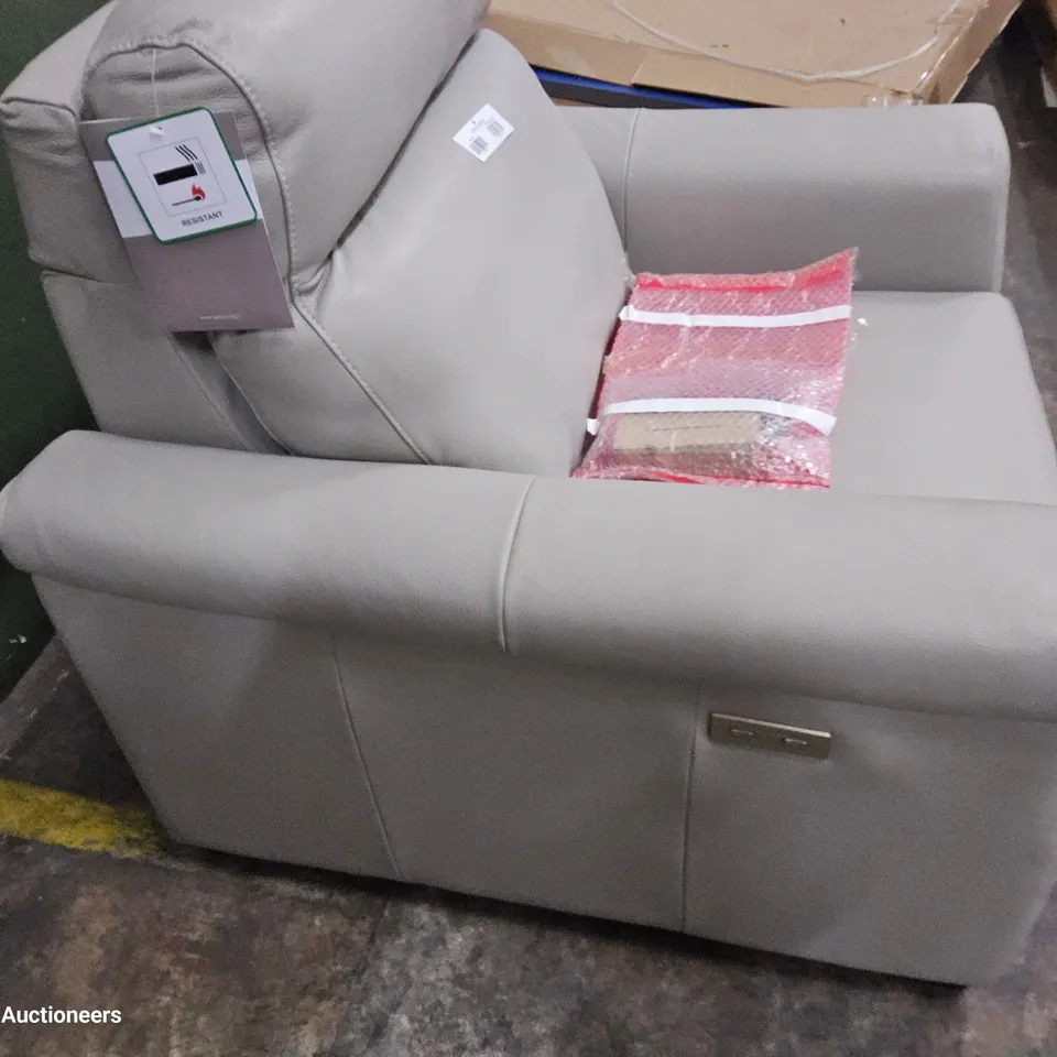 QUALITY ITALIAN DESIGNER ANDRIANO POWER RECLINING EASY CHAIR GREY LEATHER 