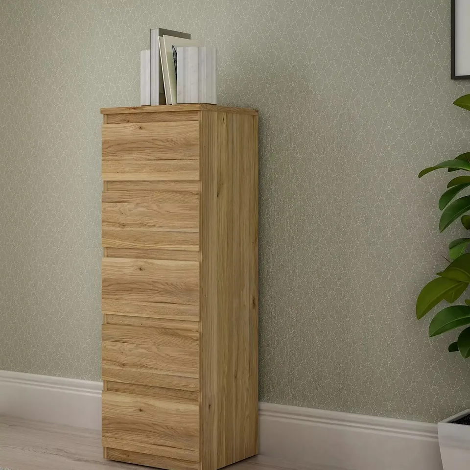 LISSON NARROW CHEST OF 5 DRAWERS - NEW OAK  RRP £119