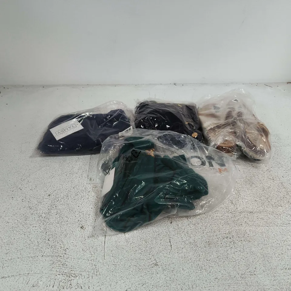 BOX OF APPROXIMATELY 30 ASSORTED CLOTHING/FOOTWEAR ITEMS TO INCLUDE TAMSY, DOWN TO EARTH, ANONYMOUS ETC