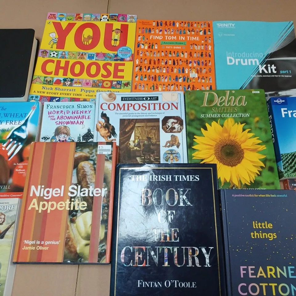 LARGE QUANTITY OF ASSORTED BOOKS TO INCLUDE CRYSTALS TO MANIFEST, ANT MIDDLETON MENTAL FITNESS AND CLASSIC CAKE AND BISCUITS