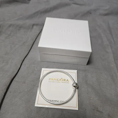 PANDORA STERLING SILVER BRACELET – SNAKE CHAIN, S925 STAMPED (WITH BOX & POLISHING CLOTH)