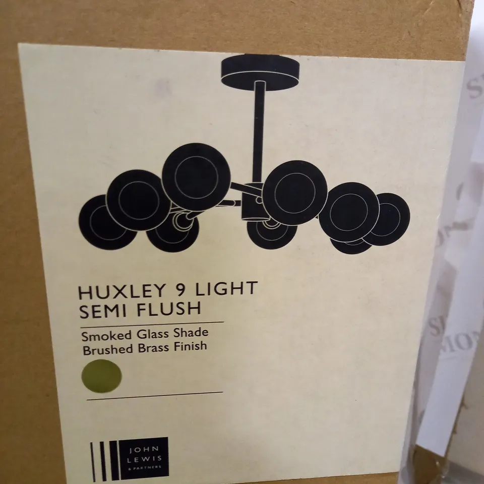 JOHN LEWIS HUXLEY 9 LIGHT SEMI FLUSH SMOKED GLASS SHADE