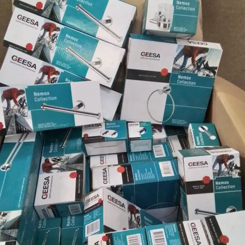 MIXED BOX OF BATHROOM FIXTURES: TOWEL HOLDERS, GLASS HOLDER, TOILET ROLL HOLDERS ECT.
