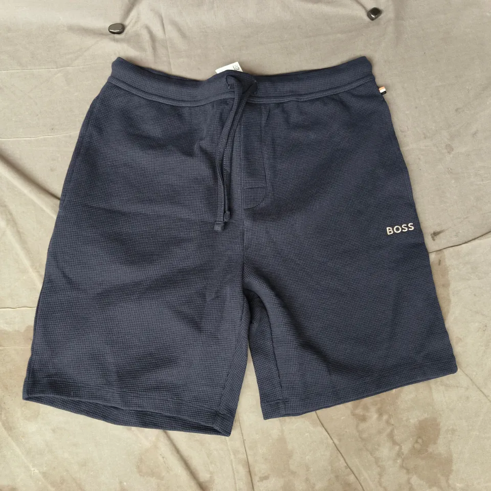 BOSS WAFFLE SHORTS IN NAVY SIZE MEDIUM