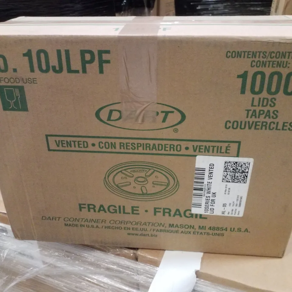 BOX CONTAINING 1000 BRAND NEW DART WHITE VENTED LIDS 