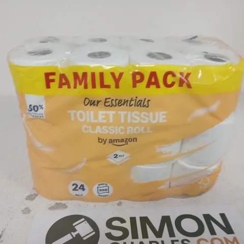 AMAZON OUR ESSENTIALS TOILET TISSUE – FAMILY PACK, 24 ROLLS