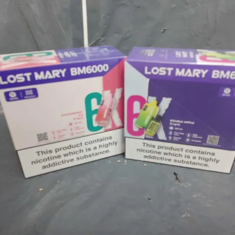 APPROXIMATELY 9 LOST MARY BM6000 VAPE TO INCLUDE STRAWBERRY ICE, TRIPLE MANGO, DOUBLE APPLE FLAVOURS