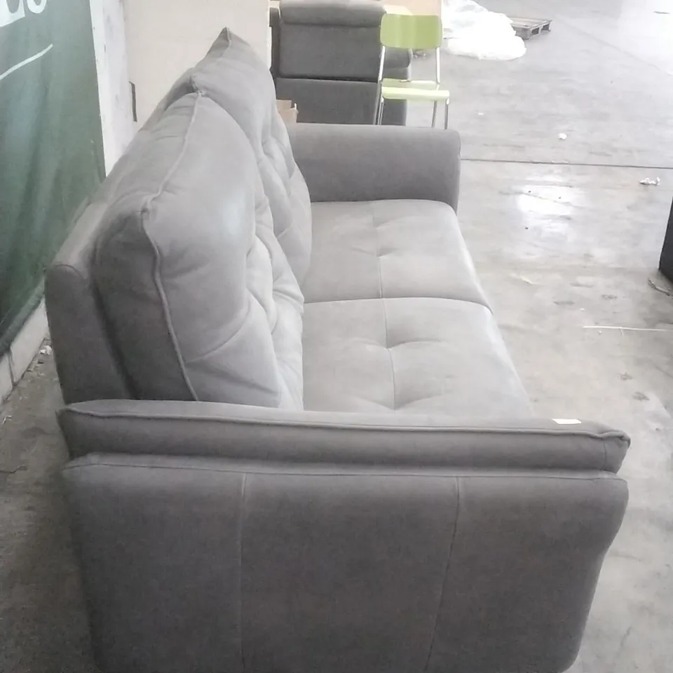 QUALITY ITALIAN BLOZANO ELECTRIC RECLINER DARK GREY FABRIC UPHOLSTERED THREE SEATER SOFA 