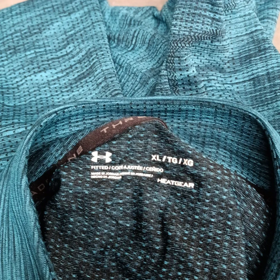 UNDER ARMOUR HEATGEAR LONG SLEEVE TOP – TEAL MARL, UK XL