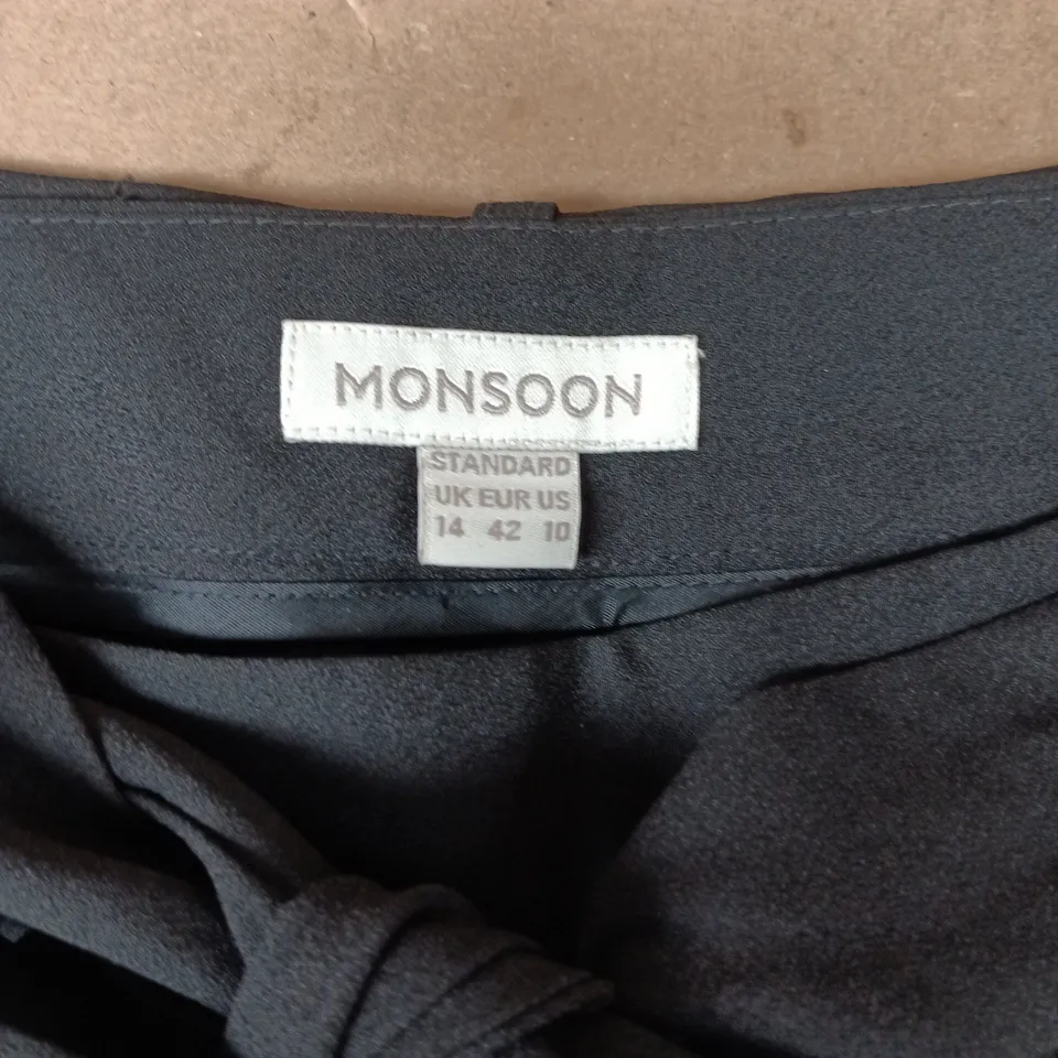 UK 14 MONSOON WOMEN'S BLACK WAIST-TIE TROUSERS