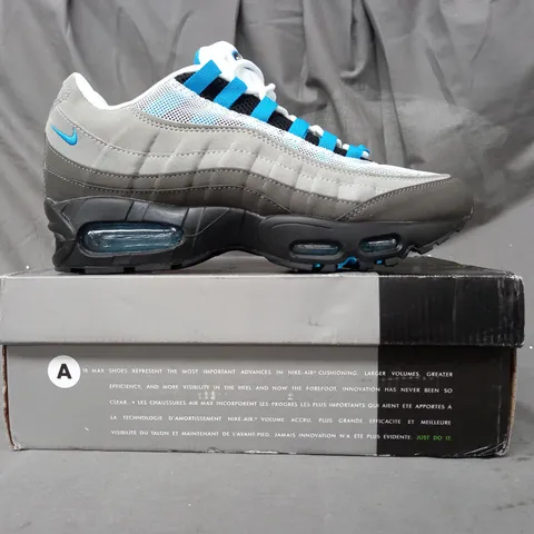 BOXED PAIR OF NIKE AIR MAX 95 SHOES IN GREY/BLUE UK SIZE 10