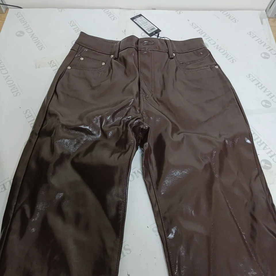 VERO MODA LOOSE STR GLOSSY BROWN PANTS - 28 / 28