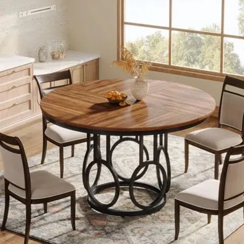 BOXED ROUND METAL BASE DINING TABLE 