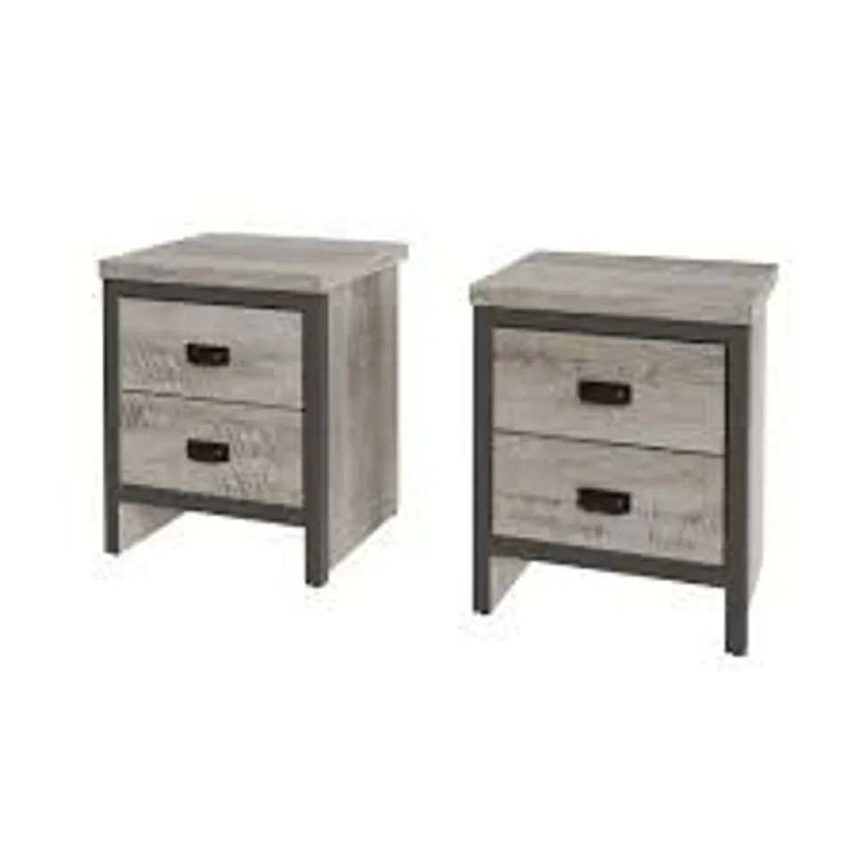 BOXED SET OF 2 GFW BOSTON 2 DRAWER BEDSIDE TABLES - GREY (1 BOX)