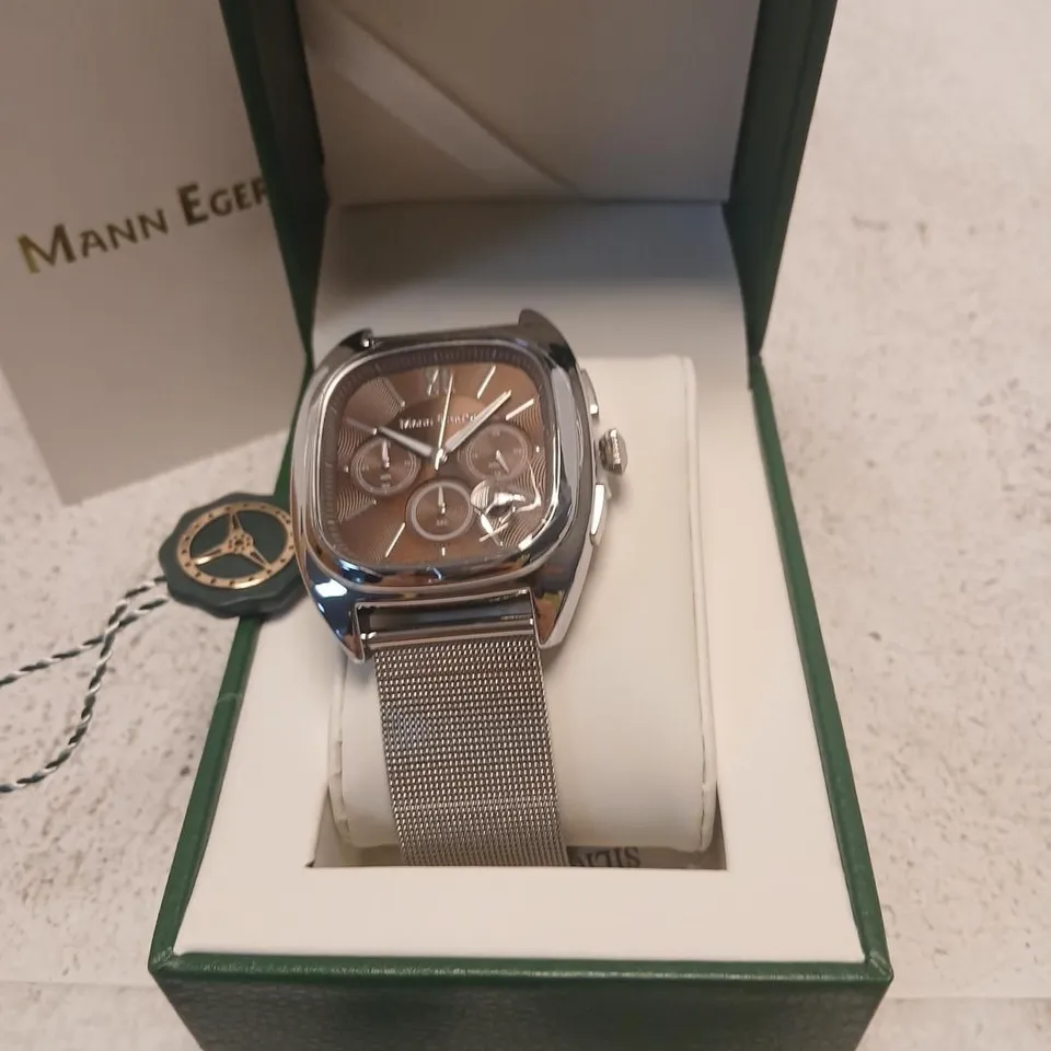 MANN EGERTON VECTOR STEEL BROWN WRISTWATCH