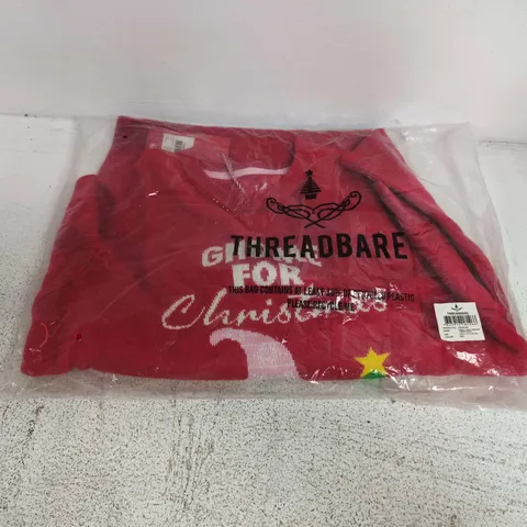 BAGGED THREADBARE FAMILY LADIES CHRISTMAS GNOME JUMPER IN RED - UK 8
