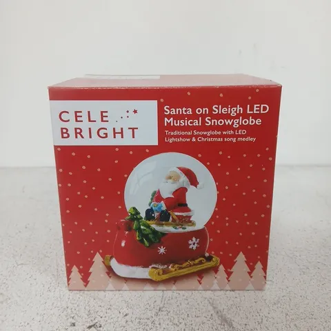 CELEBRIGHT SANTA ON SLEIGH LED MUSICAL SNOWGLOBE