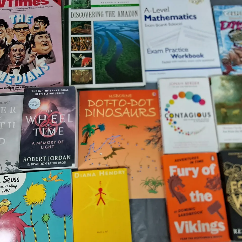 LARGE QUANTITY OF ASSORTED BOOKS TO INCLUDE NOVELS, KIDS AND REFRENCE BOOKS