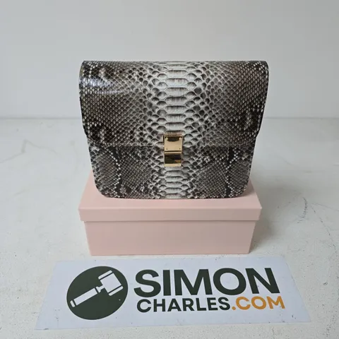 BOXED LA MAREY SMALL 100% GENUINE PYTHON LEATHER BAG WITH ADJUSTABLE SHOULDER STRAP