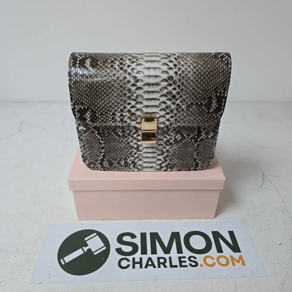 BOXED LA MAREY SMALL 100% GENUINE PYTHON LEATHER BAG WITH ADJUSTABLE SHOULDER STRAP