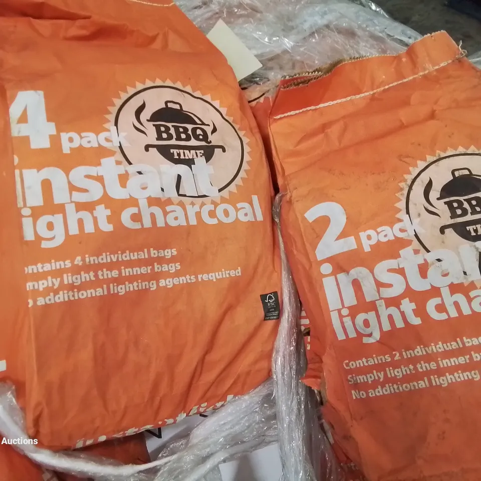 PALLET TO CONTAIN APPROXIMATELY 85 BAGS OF 2 PACK AND 4 PACK INSTANT LIGHT CHARCOAL BARBECUE BAGS 
