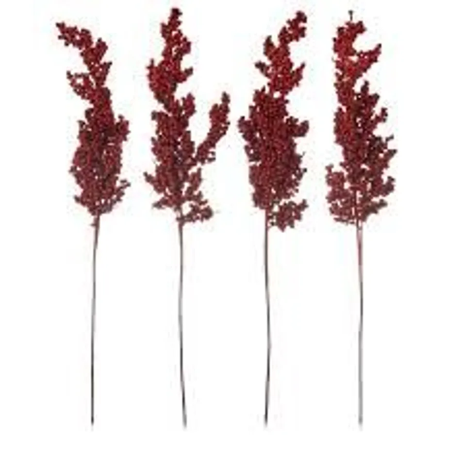 HOME REFLECTIONS SET OF 4 GLITTER BERRY STEMS
