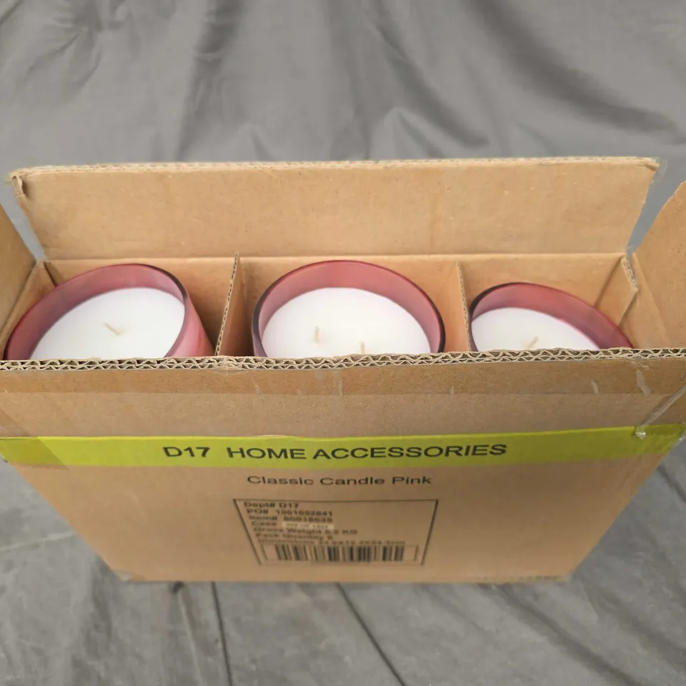 6 X CLASSIC PINK SCENTED CANDLES - COLLECTION ONLY 