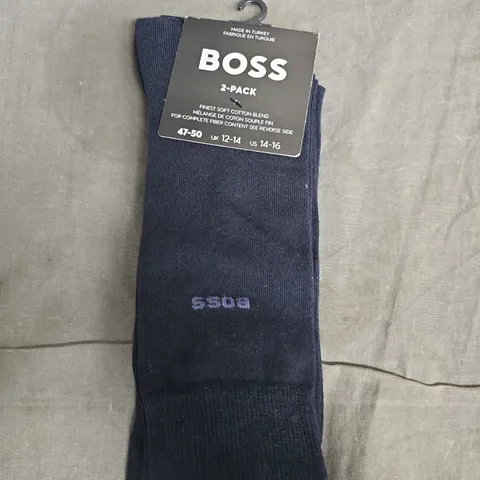 BOSS 2-PACK COTTON BLEND SOCKS – NAVY, UK 12-14